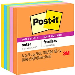 Post-It 654-5SSUC Super Sticky Notes 76mmx76mm Energy Boost Pack of 5